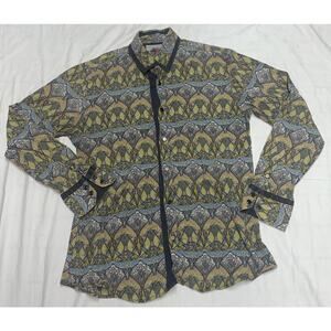 Platini Shirt Button Down Long Sleeve Style Size M Multicolor Snap Button